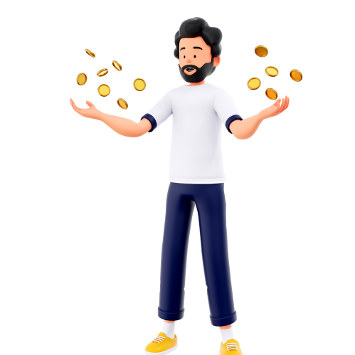Imagem de uma pessoa equilibrando moedas flutuates
